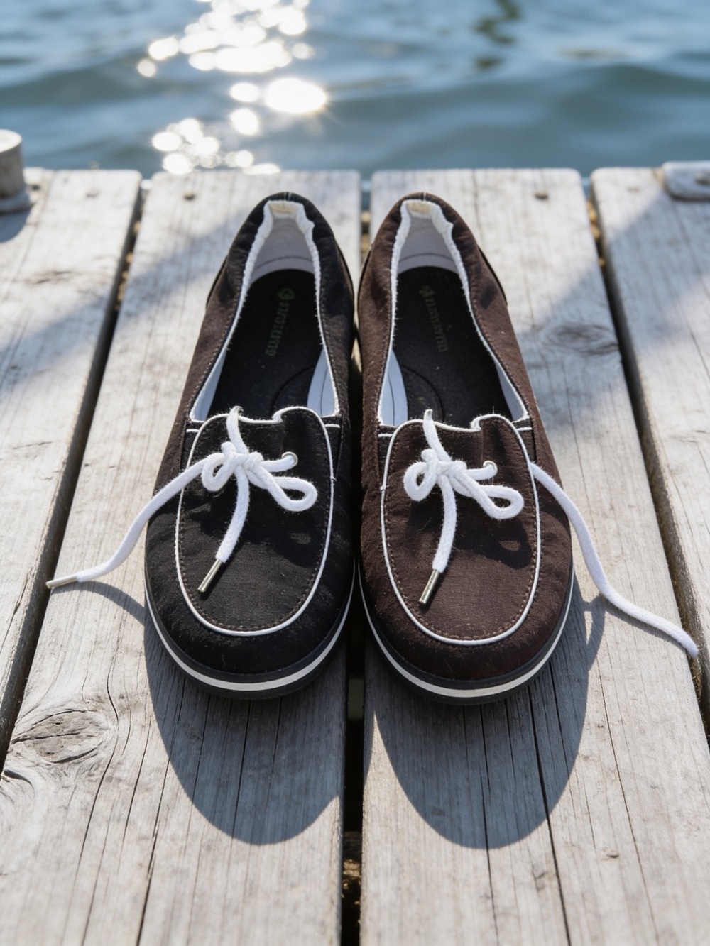 Grasshoppers Dark Chocolate Brown Slip-On Boat Flats with White Laces